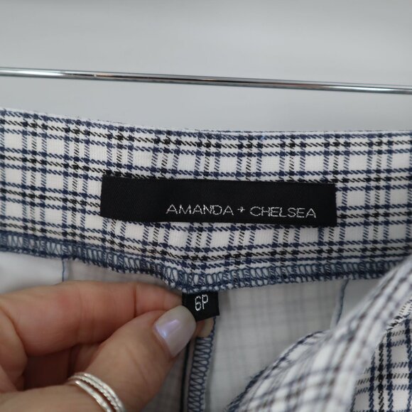 Amanda + Chelsea Capri Trousers Womens 6P White Career‎ Officecore Work Plaid - Picture 2 of 8